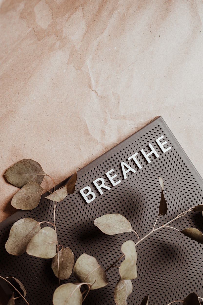 The Word Breathe on a Pin Board