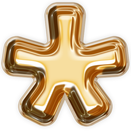 Asterisk star sign golden foil